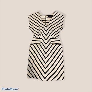 Arc & CO blk/white striped zippered pleated dress